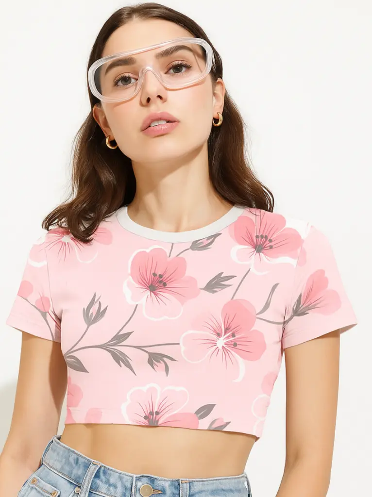 Blush Pink Blossom Crop Top