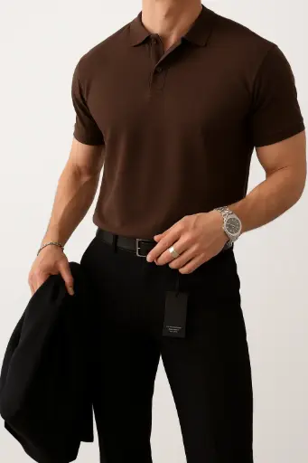 Men's Solid Color Plain Polo T-Shirt