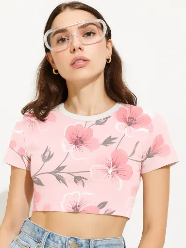 Blush Pink Blossom Crop Top